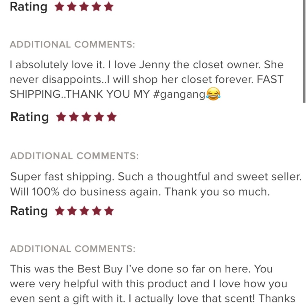 Ratings and “Love Notes” Are SO APPRECIATED by sellers! ❤️❤️❤️❤️❤️❤️❤️❤️❤️❤️❤️❤️